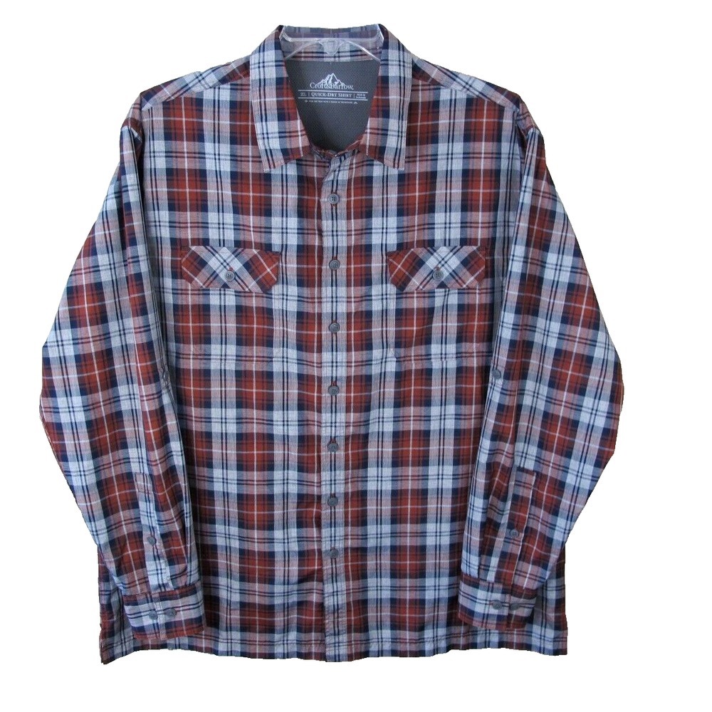 Croft & Barrow Long Sleeve Vented Quick Dry Button Down‎ Shirt Men's XL Gray Red